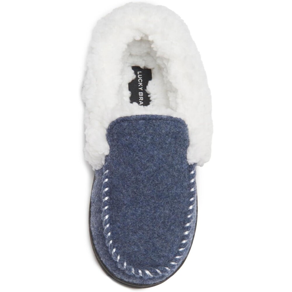 Lucky Brand Boys' Faux Wool House Shoe Slippers Blue/White Size 13
